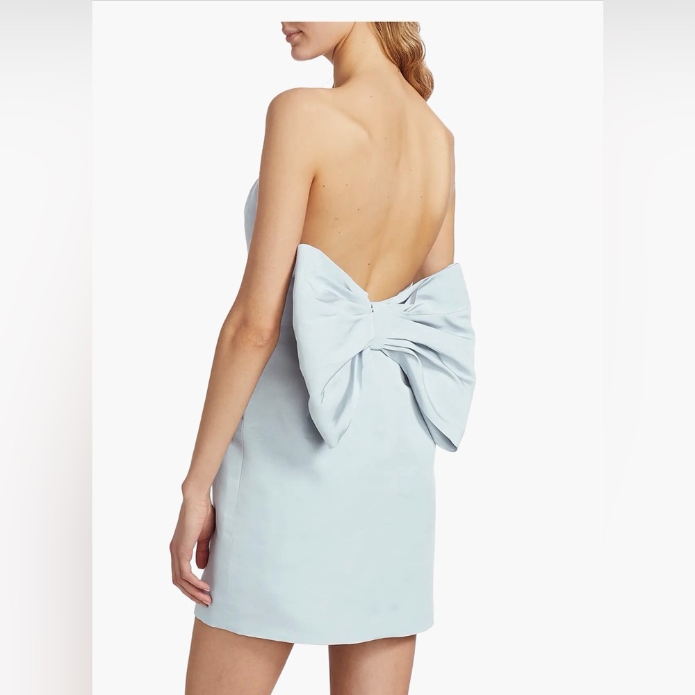 Strapless Light Blue Dress with Signature Back Bow